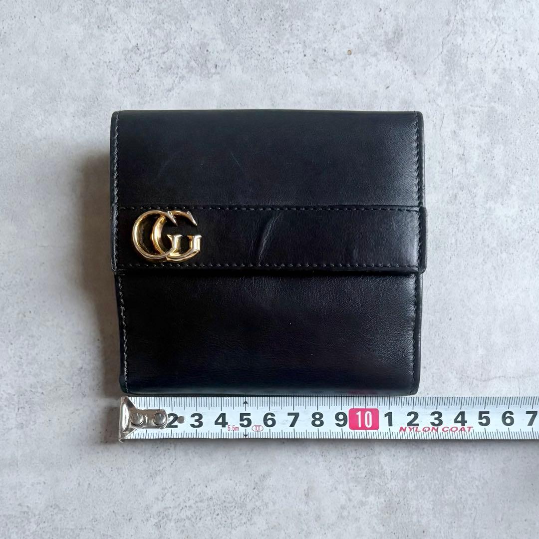 GUCCI グッチ　GGマーモント　二つ折り財布　ブラック