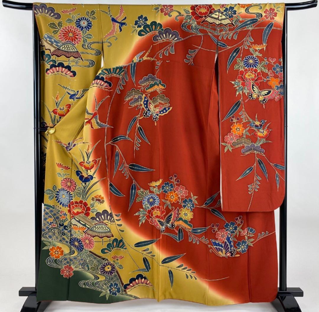 大特価SALE中◉高級振袖フルセット 【9点セット】落款あり作家品草花 染め分け