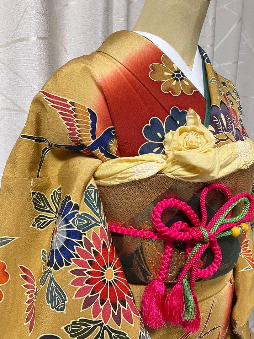 大特価SALE中◉高級振袖フルセット 【9点セット】落款あり作家品草花 染め分け