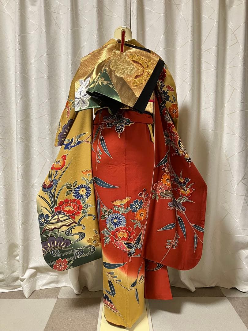 大特価SALE中◉高級振袖フルセット 【9点セット】落款あり作家品草花 染め分け