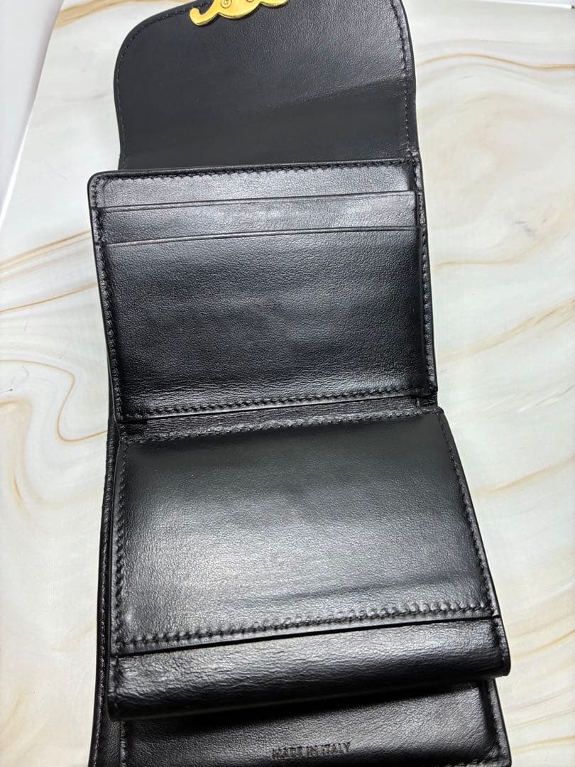 CELINE トリオンフ コンパクトウォレット ブラック 三つ折り財布