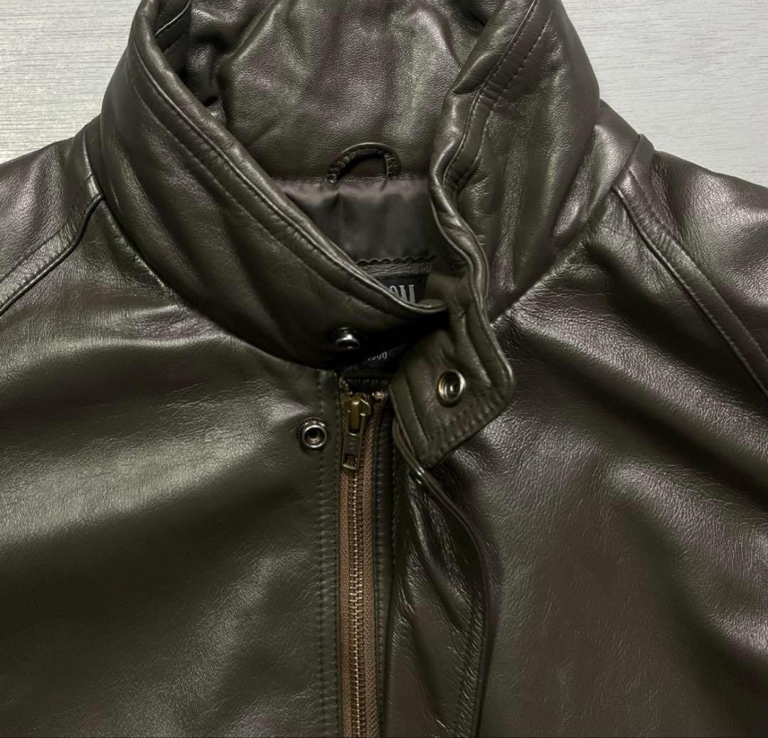 美品✨　レザーボンバージャケット　ラムレザー　オールレザー　ショート丈　XL