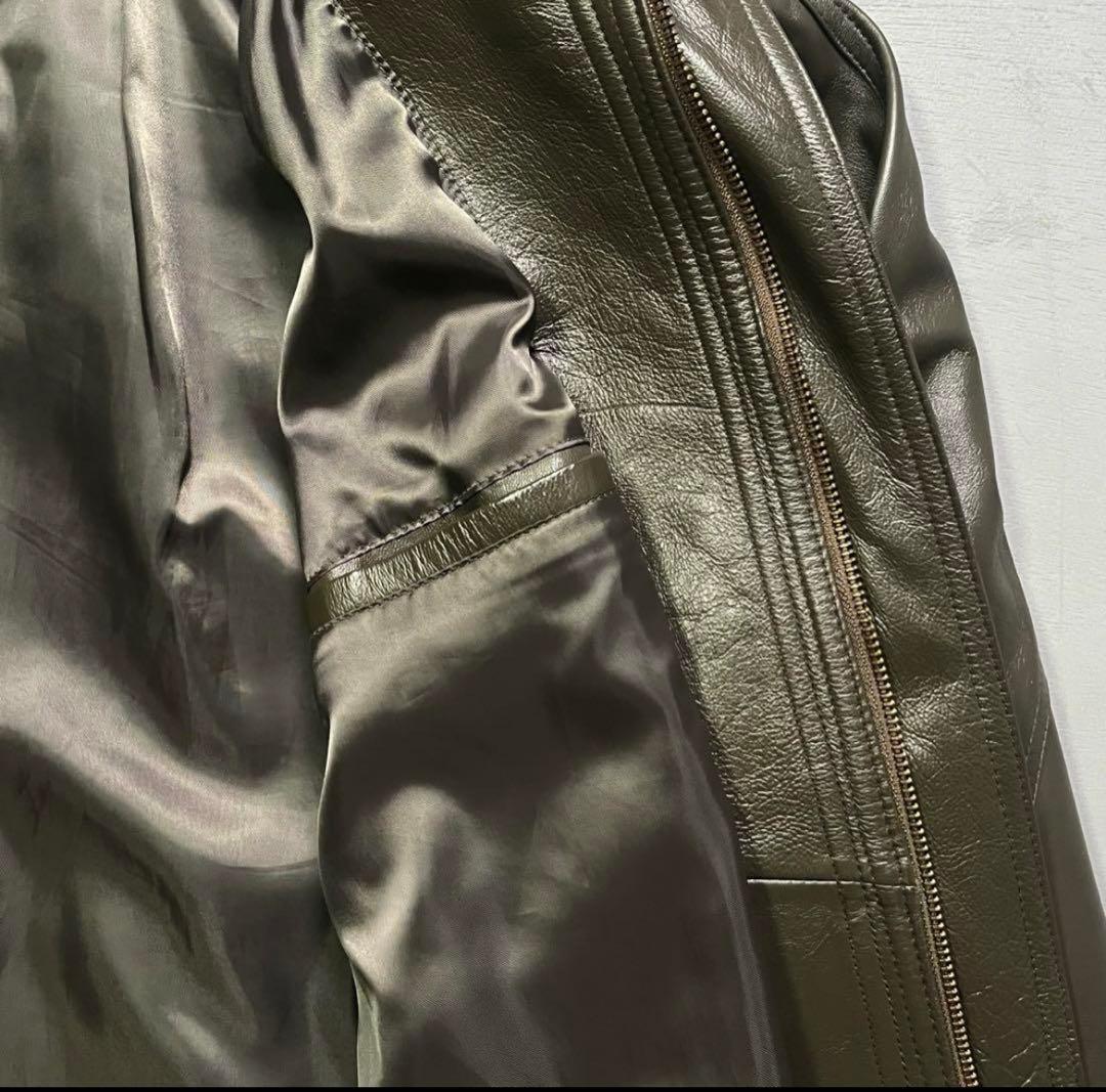 美品✨　レザーボンバージャケット　ラムレザー　オールレザー　ショート丈　XL