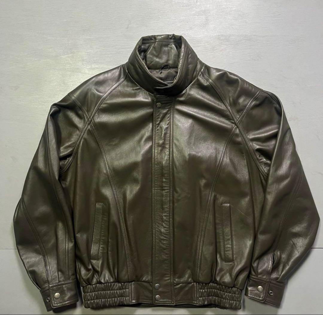美品✨　レザーボンバージャケット　ラムレザー　オールレザー　ショート丈　XL