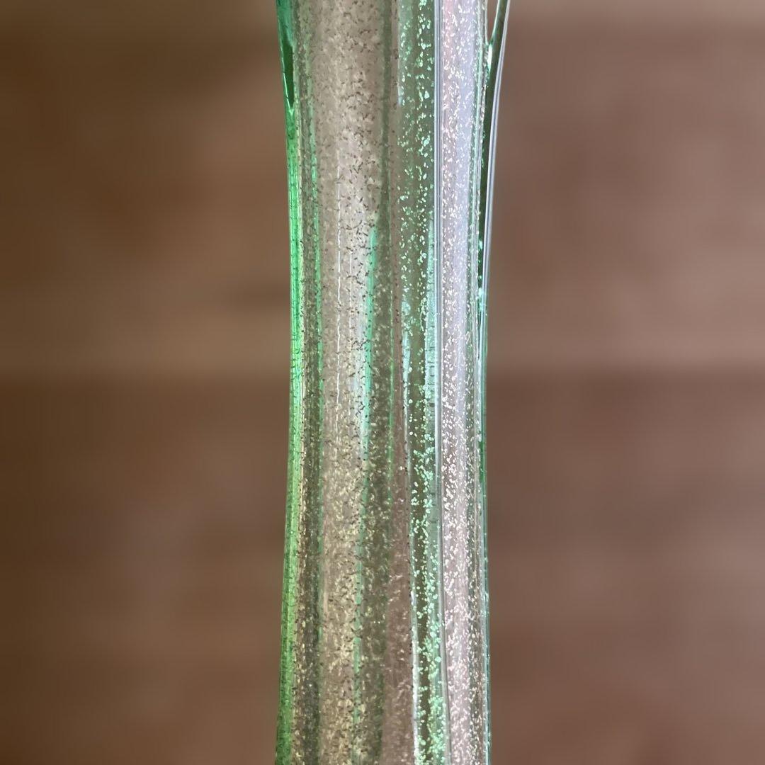 津軽びいどろ　グリーンと青のガラス花瓶