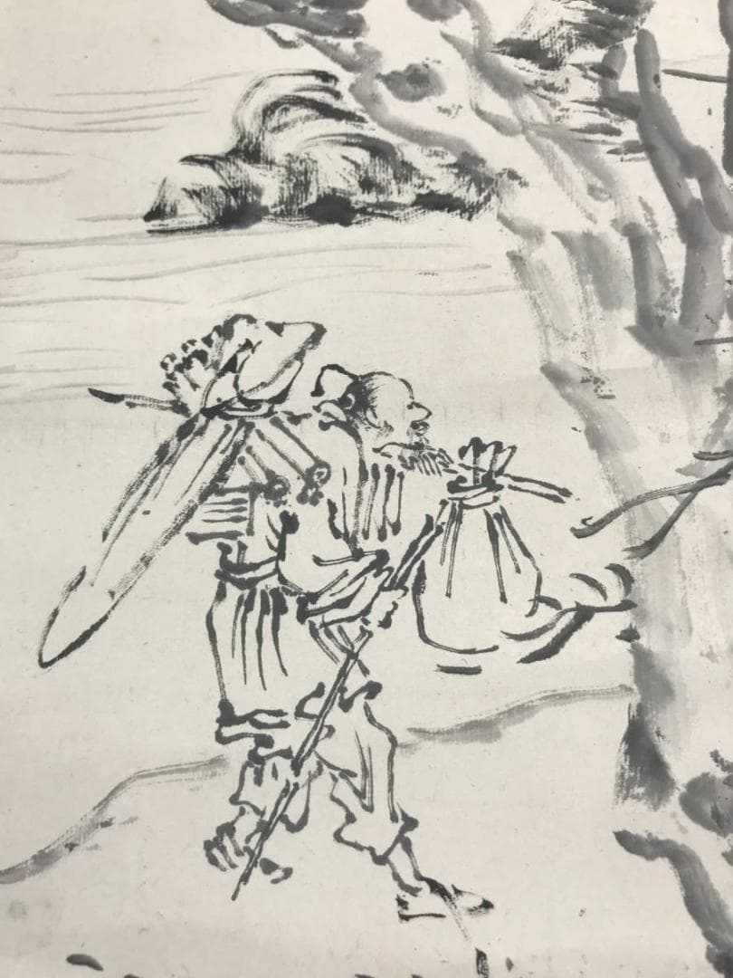 【模写】渡辺崋山/人物図/山水図/掛軸/名家伝来/AC-381