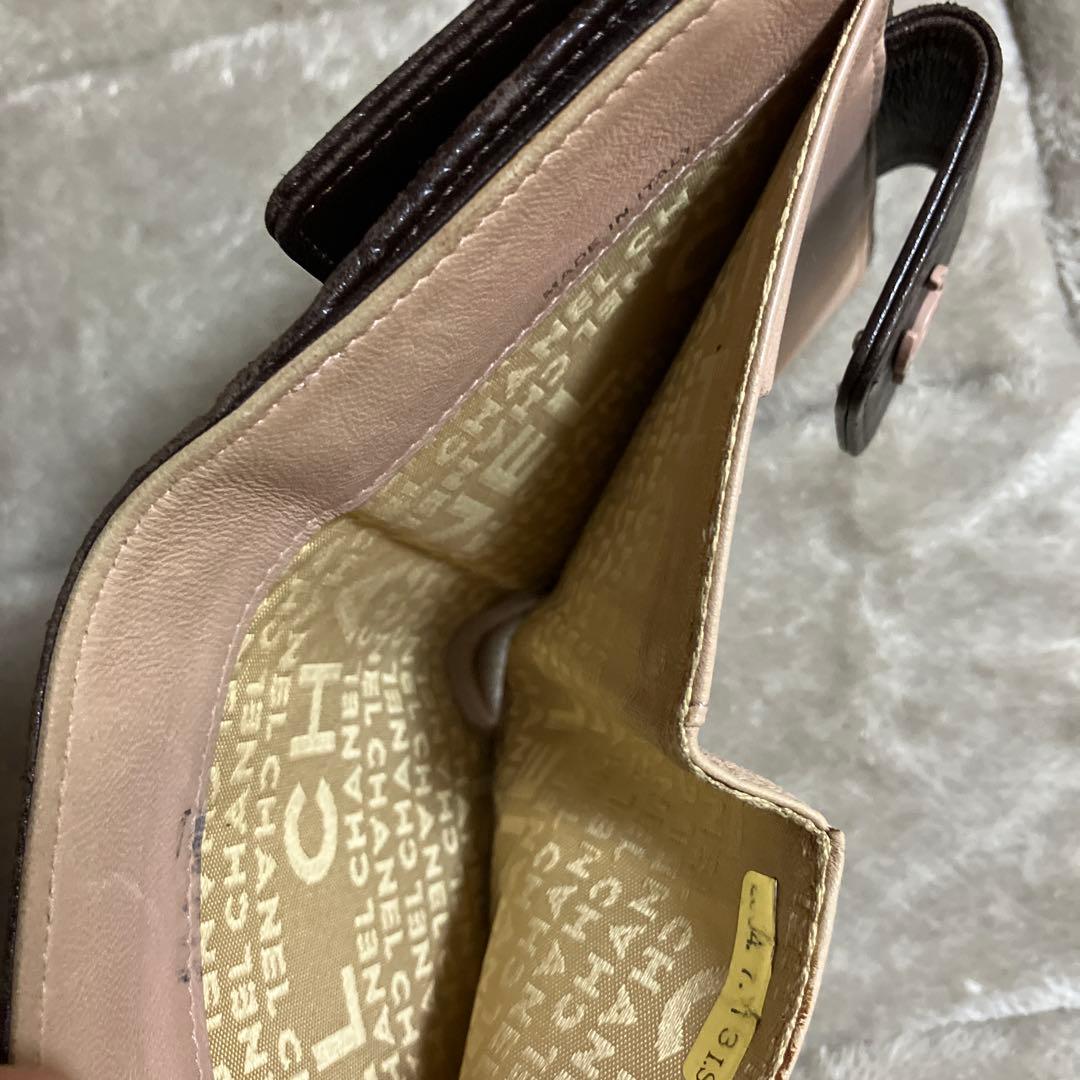 CHANEL 二つ折り財布 ブラウン キルティング