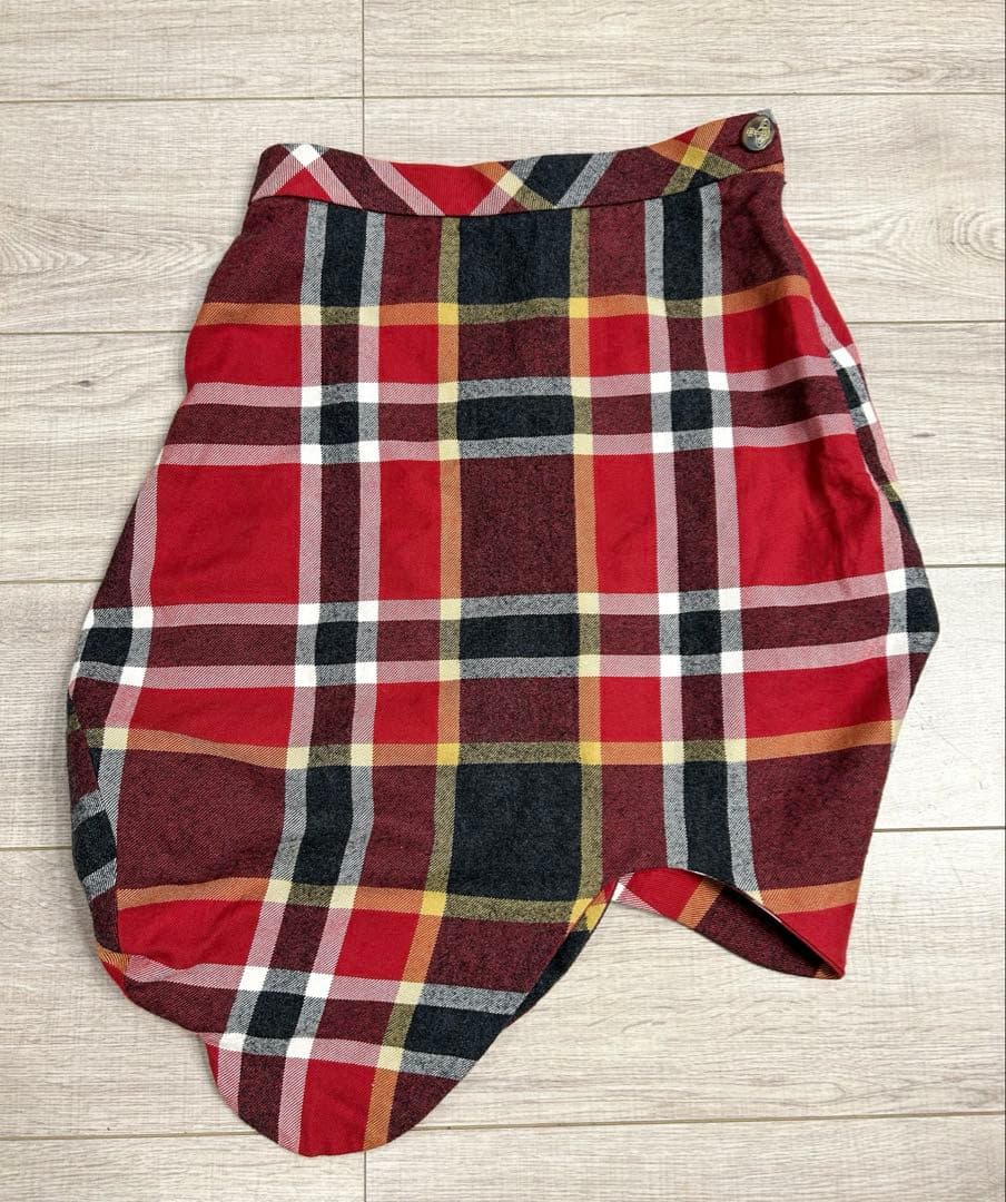 ヴィヴィアンウエストウッド レッドレーベル 変形スカート オーブボタン　チェック