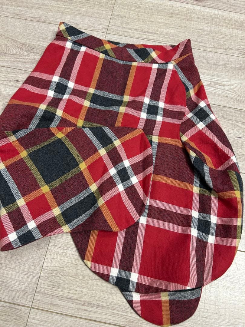 ヴィヴィアンウエストウッド レッドレーベル 変形スカート オーブボタン　チェック