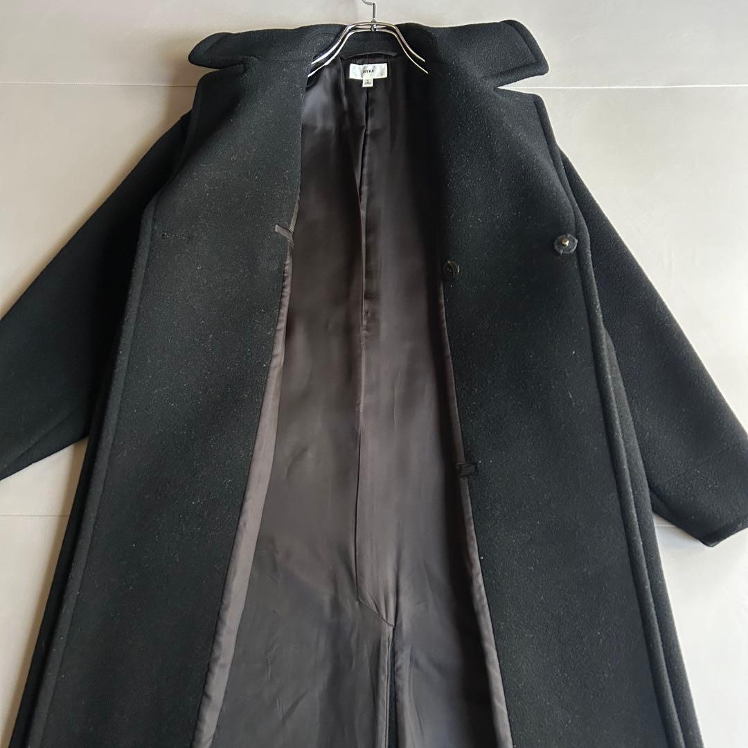 HYKE メルトンウール 比翼チェスターコート ブラック サイズ1