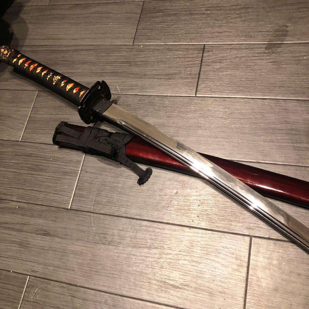 高級居合刀　高級模造刀　樋入刀身　朱拵え　合金刀身