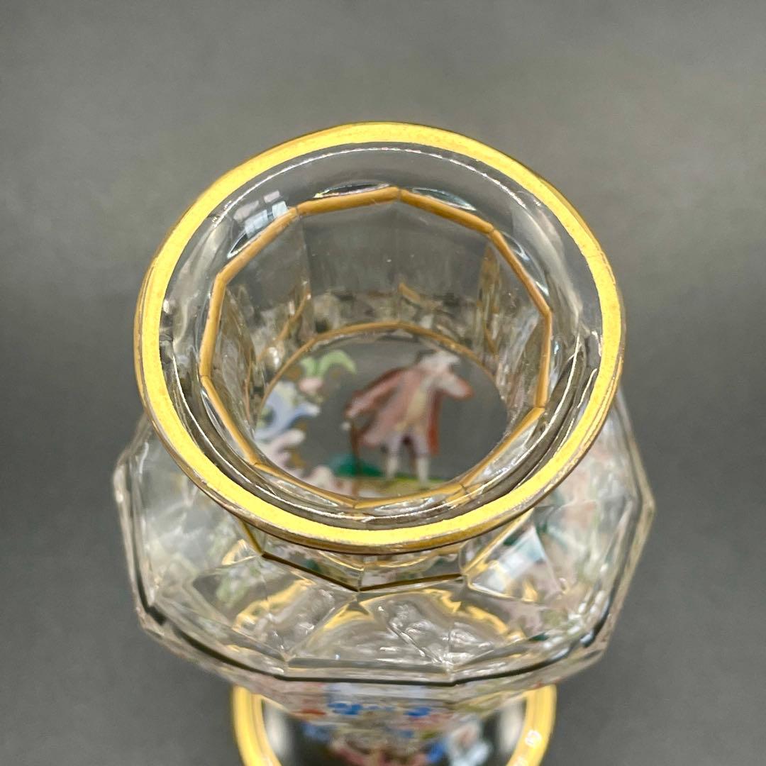 Lobmeyr ロブマイヤー 金彩エナメル 花柄 貴婦人 花瓶 ペアセット