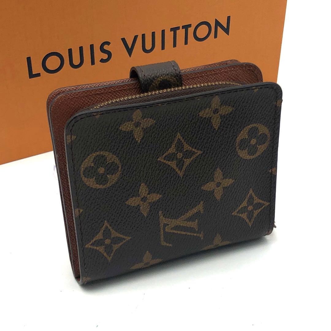 ルイヴィトン コンパクトジップ モノグラム 二つ折り財布 ブラウン レディース