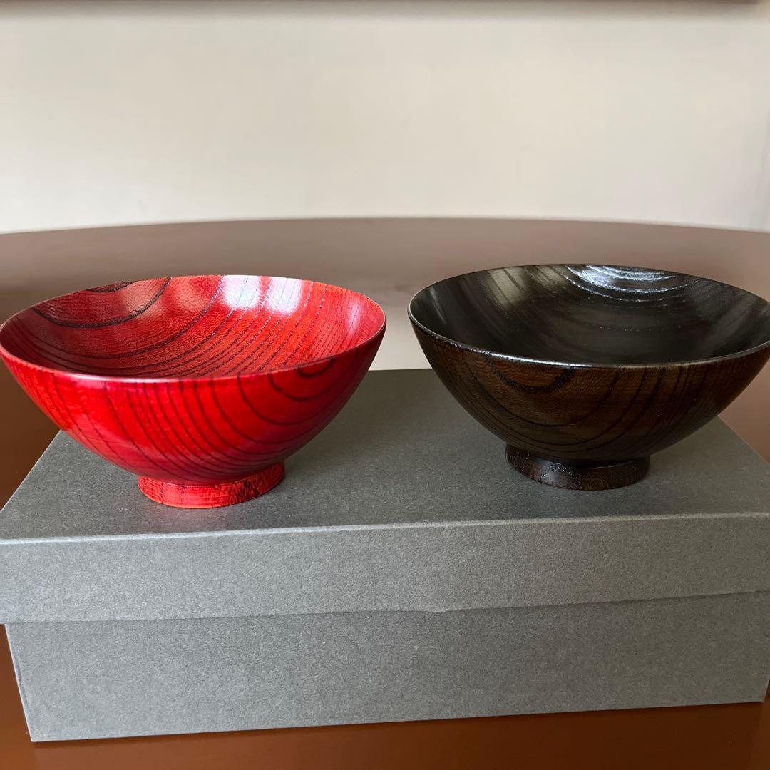 山田平安堂　漆器　欅　 めし椀2個セット　ペア