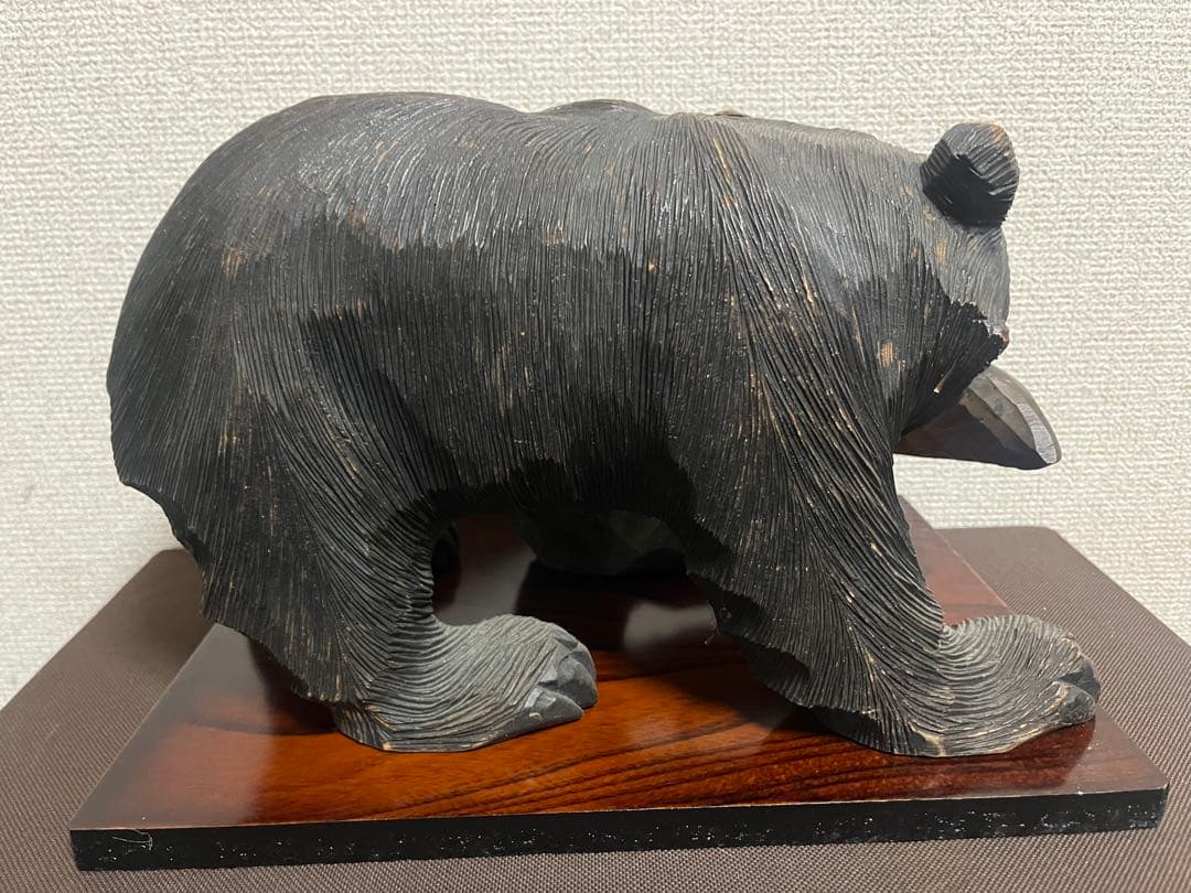70年物！【昭和レトロ】木彫り熊　民芸品　置物　彫刻　大•小　2体セット