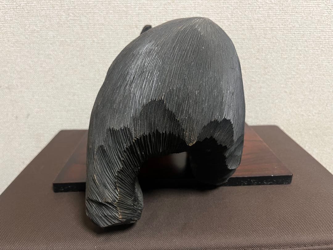 70年物！【昭和レトロ】木彫り熊　民芸品　置物　彫刻　大•小　2体セット