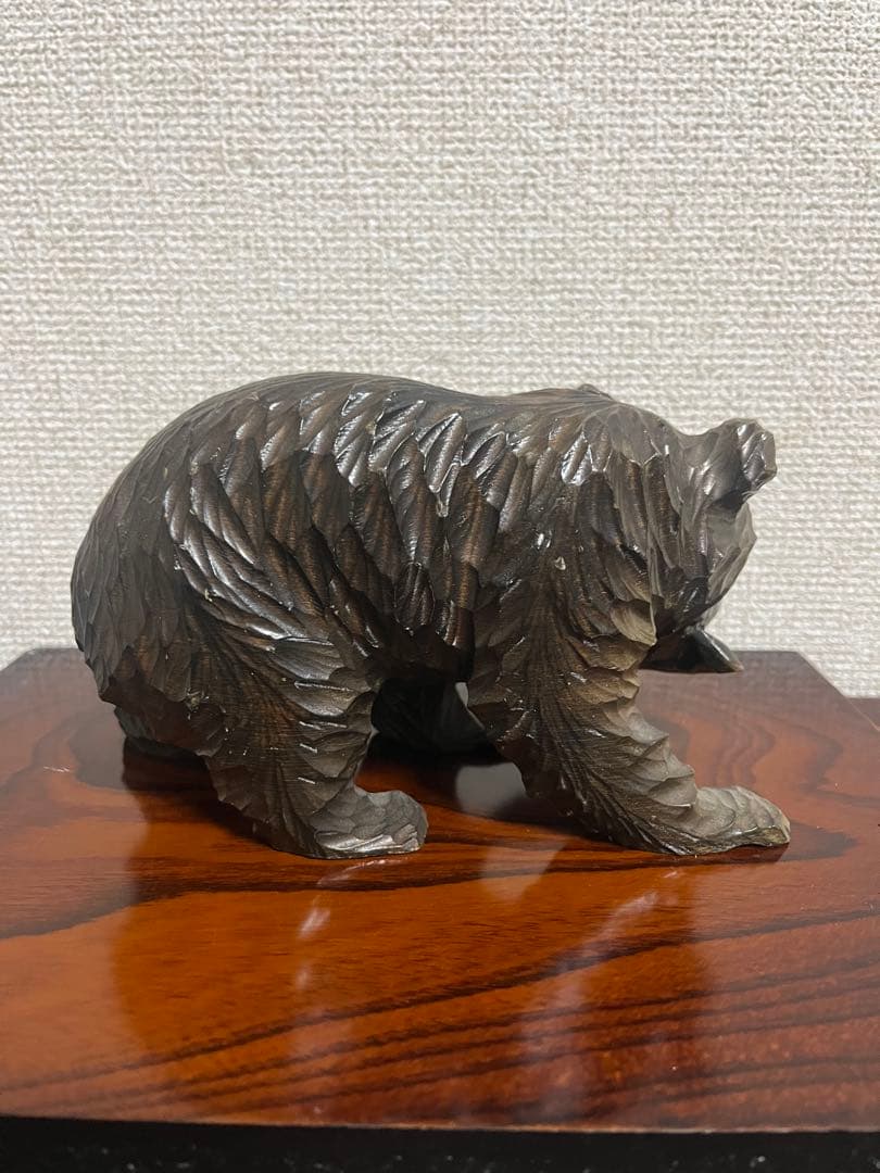 70年物！【昭和レトロ】木彫り熊　民芸品　置物　彫刻　大•小　2体セット