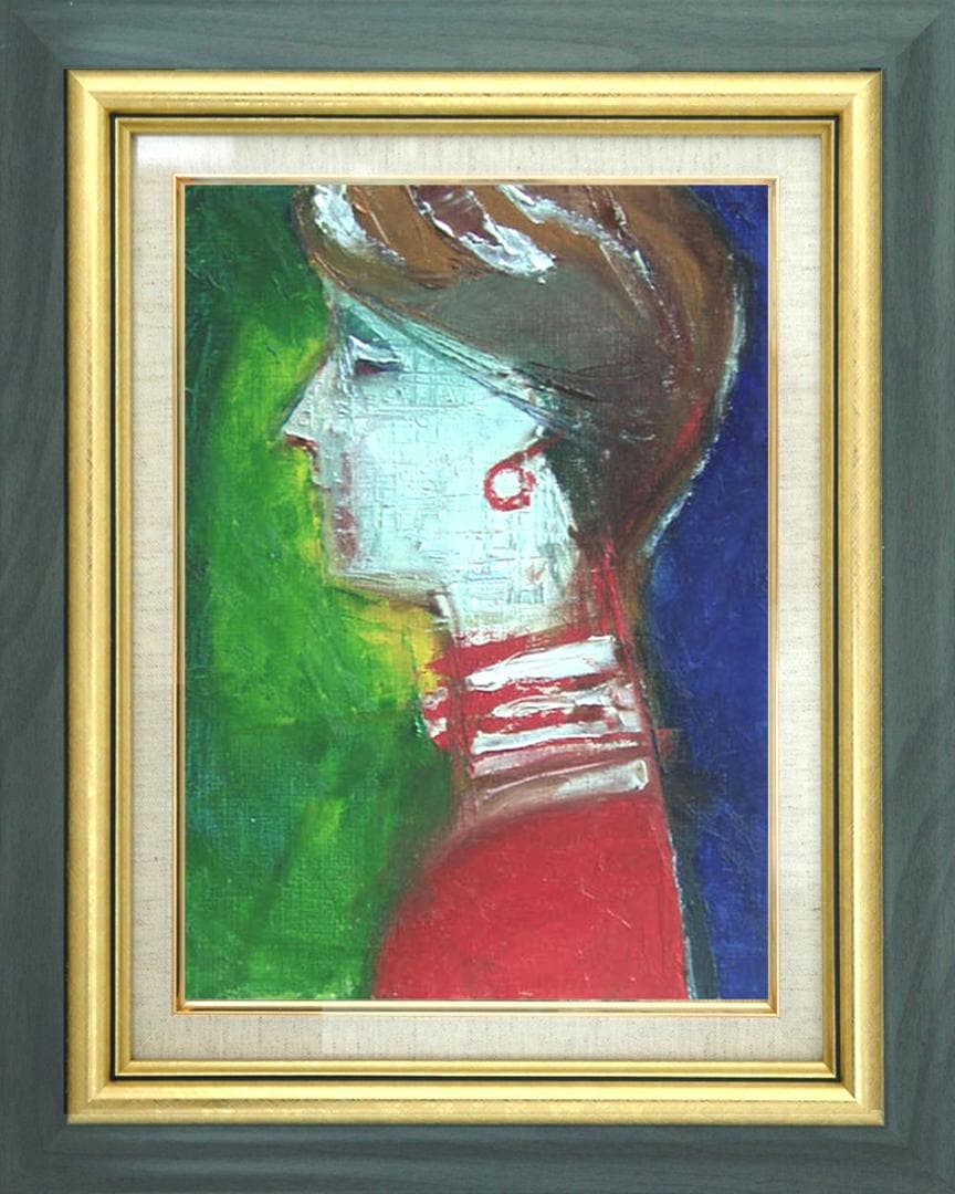 油絵 菅家令子 絵 絵画 インテリア 額付(黒) F4-070502 人物 女性