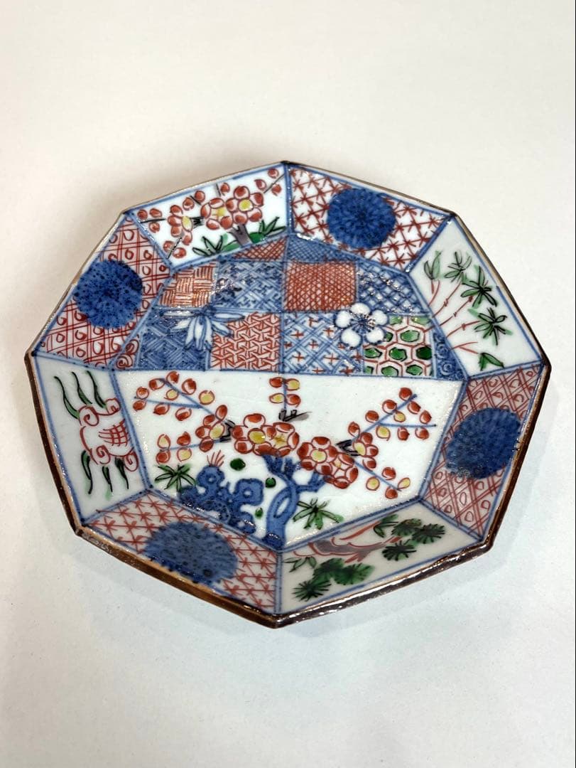 九谷焼　名匠　須田菁華　色絵　祥瑞松竹梅文皿