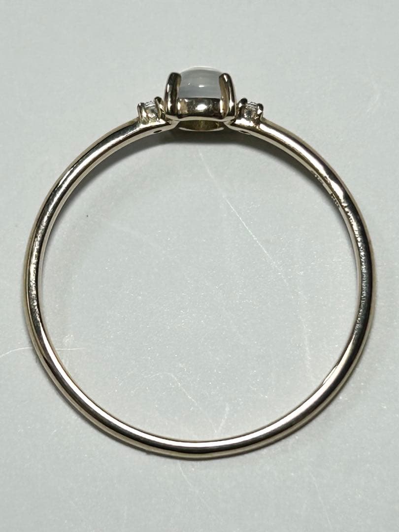 ete K10YG レイヤード ムーンストーン/ホワイトトパーズ リング