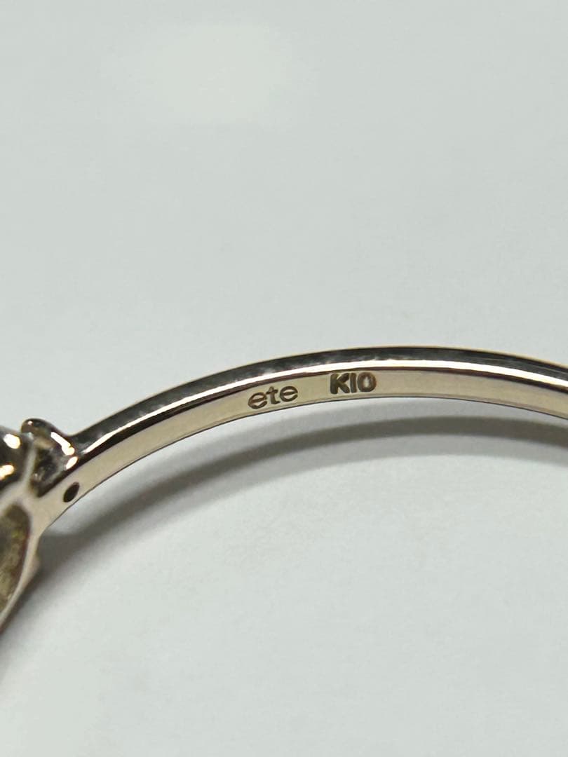 ete K10YG レイヤード ムーンストーン/ホワイトトパーズ リング