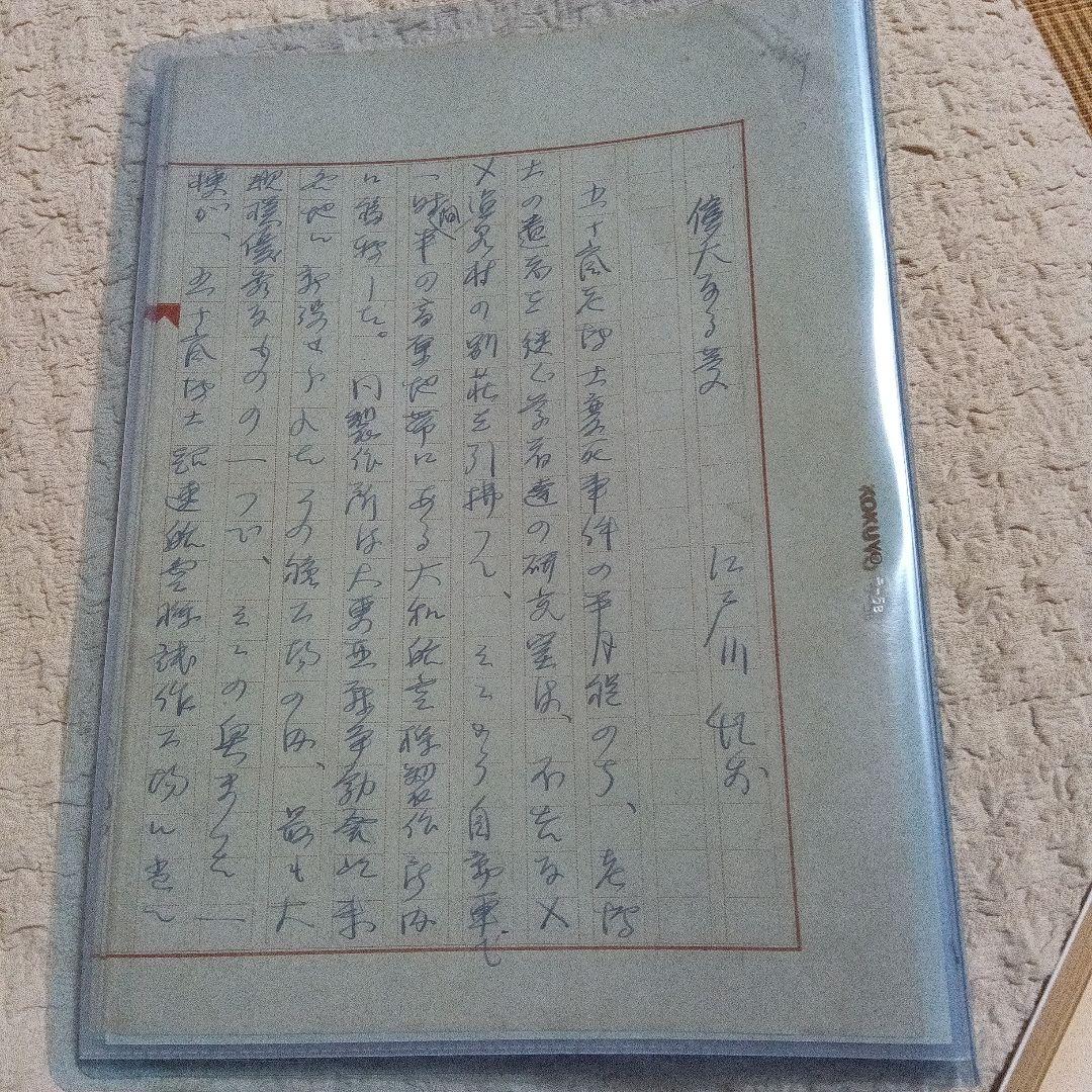 江戸川乱歩　直筆原稿　草稿　偉大なる夢　サイン　署名　原稿用紙20枚　未完