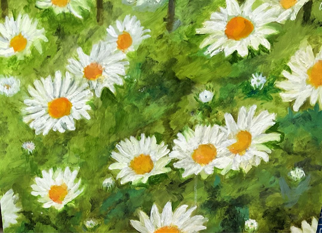 油彩画　「　お花畑でかくれんぼ 　」　原画　F10号