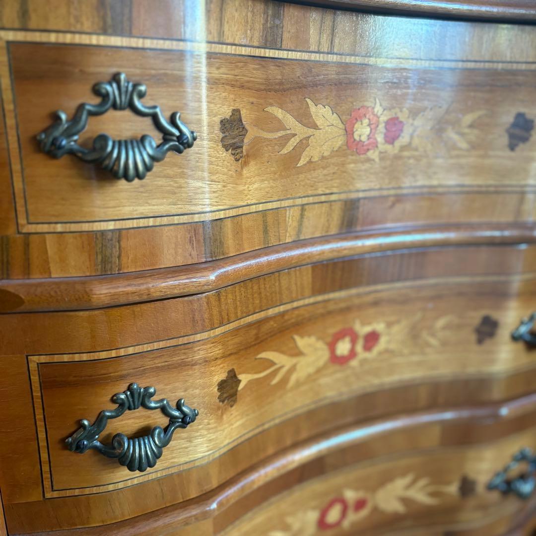 イタリア　MOR-RENS社　象嵌チェスト　4段　ミドルチェスト　マホガニー　②