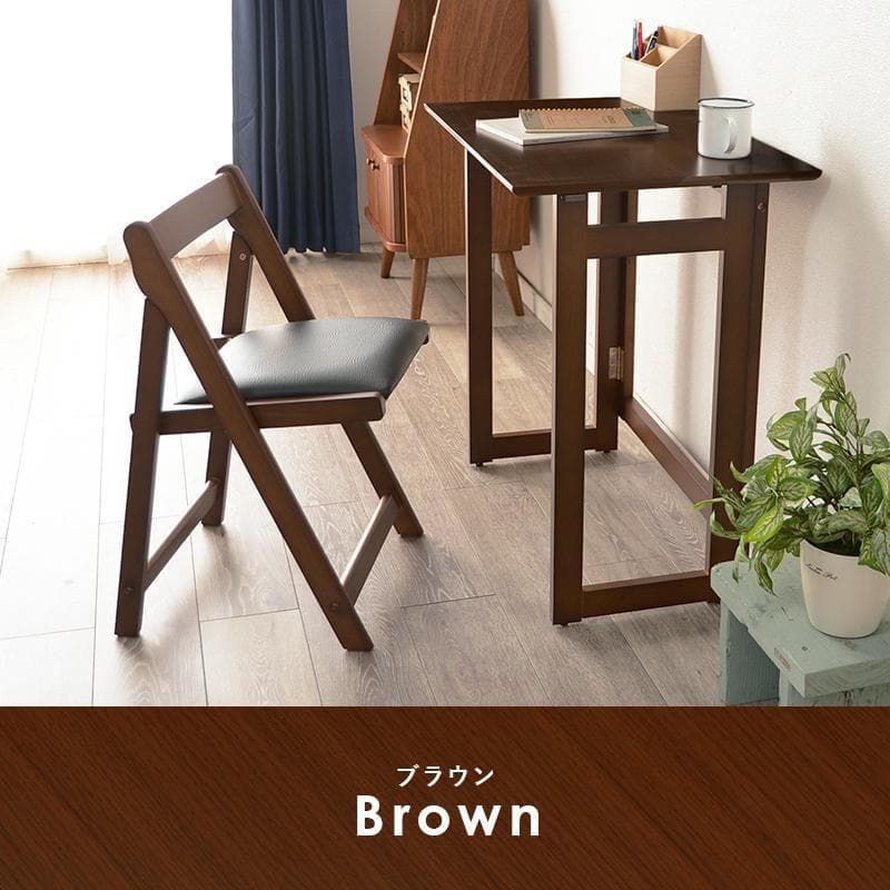 全国一律送料無料★折りたたみ デスク＆チェアセット幅７０【ダークブラウン】
