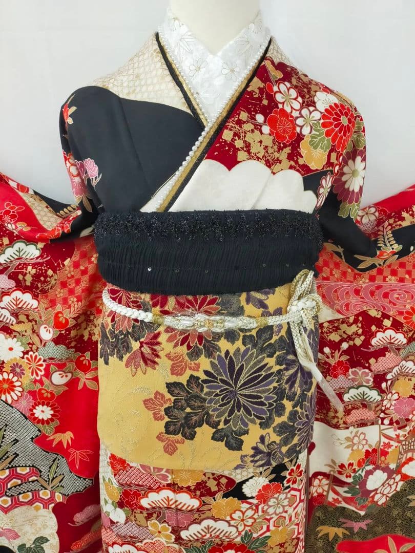 売約済み【WA-Modern】★★正絹　振袖3点セット(振袖袋帯長襦袢)★★