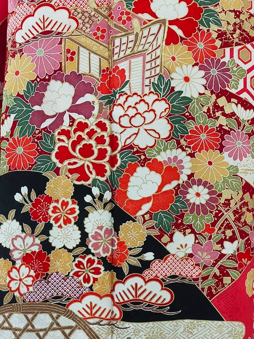 売約済み【WA-Modern】★★正絹　振袖3点セット(振袖袋帯長襦袢)★★