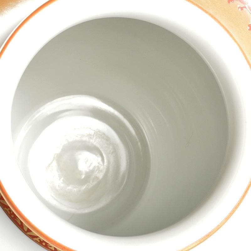 九谷焼　仲田錦玉造　赤絵金彩　孔雀花文　壷　花瓶　花入　共箱　M　R5780C