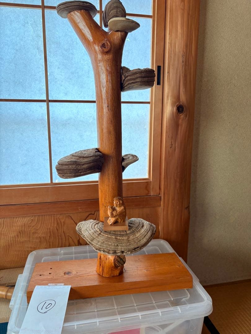 木製アート 置物 貝殻付き