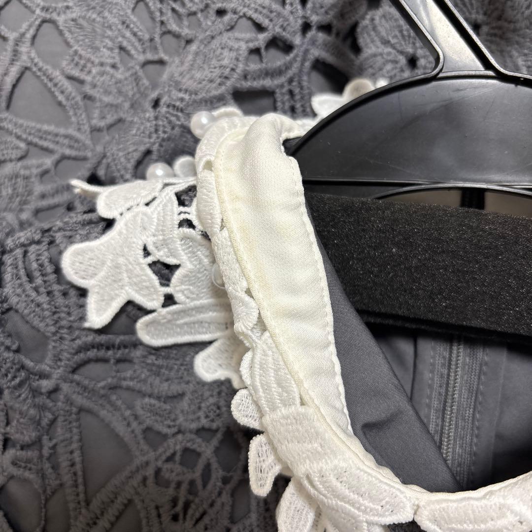 Leja 花柄レースカラースパンコールAラインワンピースドレス