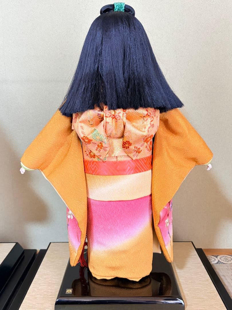 【高級　極美品】市松人形 玉秀作 ペア 男の子 女の子 ガラスケース有　台座付き