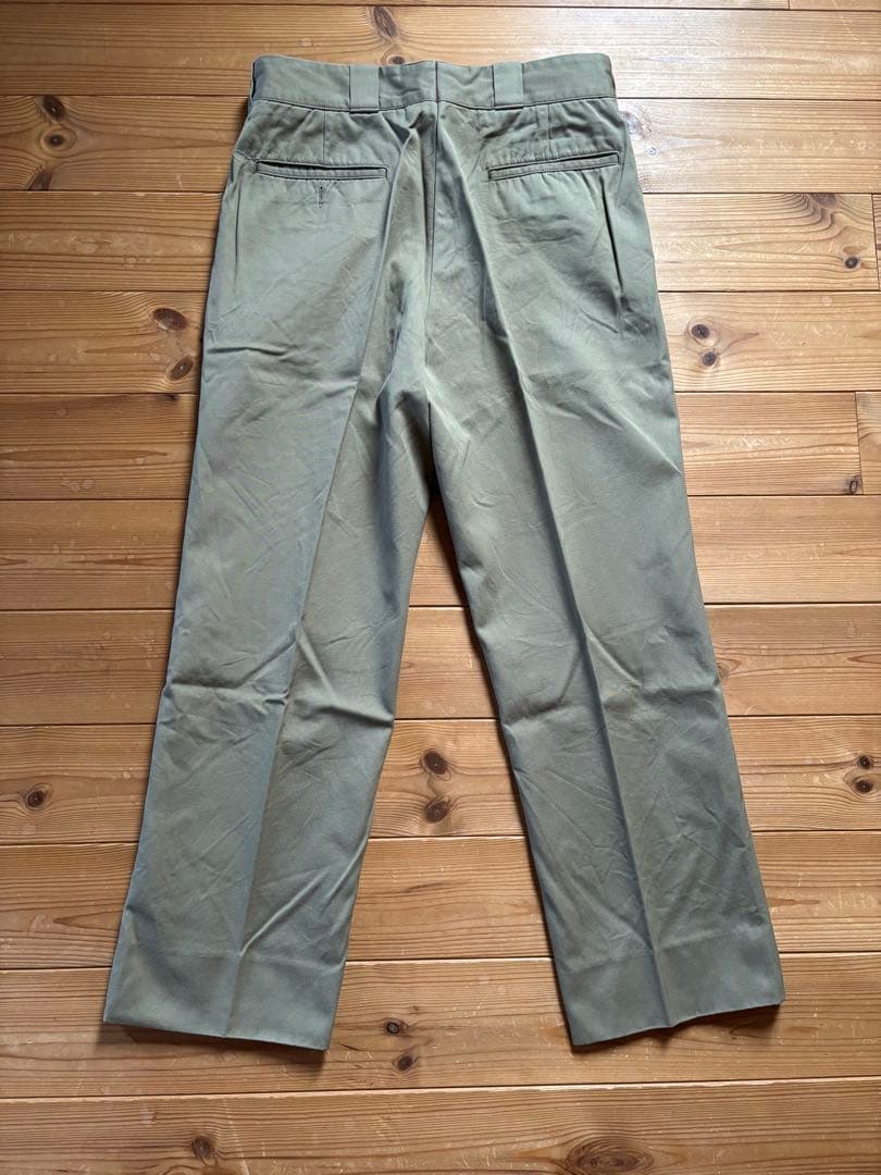 COMOLIコットンギャバウォッシュドパンツ カーキ　ストレートパンツサイズ2