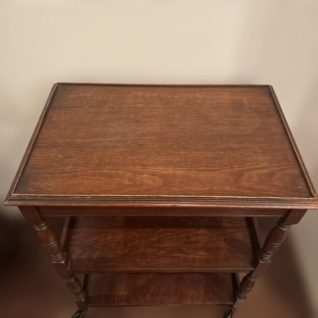 ロイズアンティークス 木製キャスター付き サイドテーブル 3段 英国アンティーク