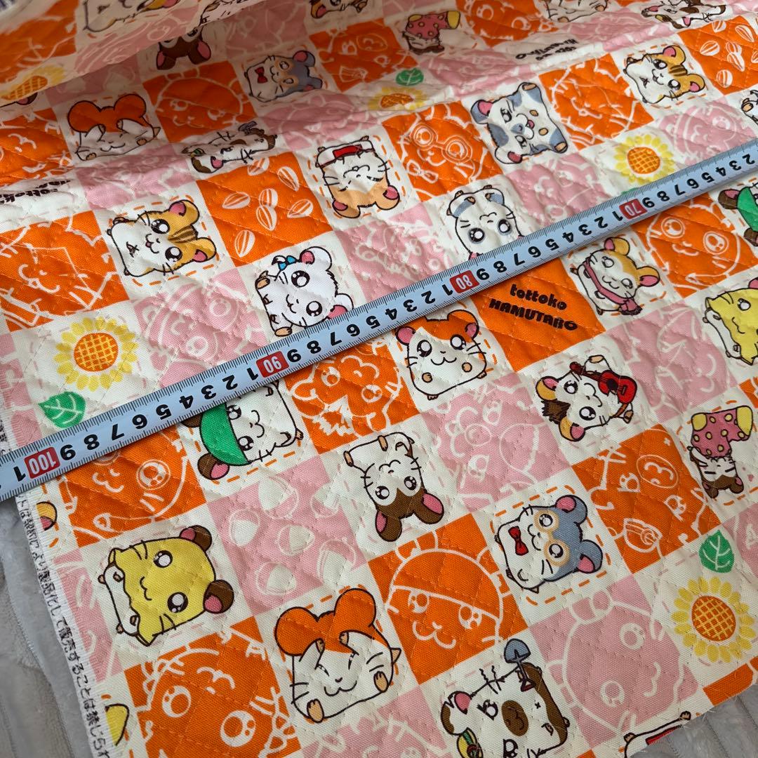 希少　レトロ　とっとこハム太郎　大きなキルト生地　約100×123cm