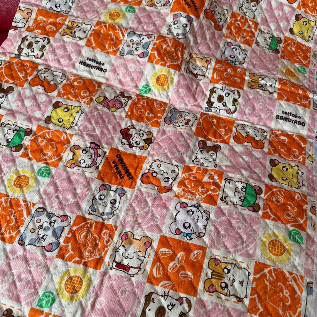 希少　レトロ　とっとこハム太郎　大きなキルト生地　約100×123cm