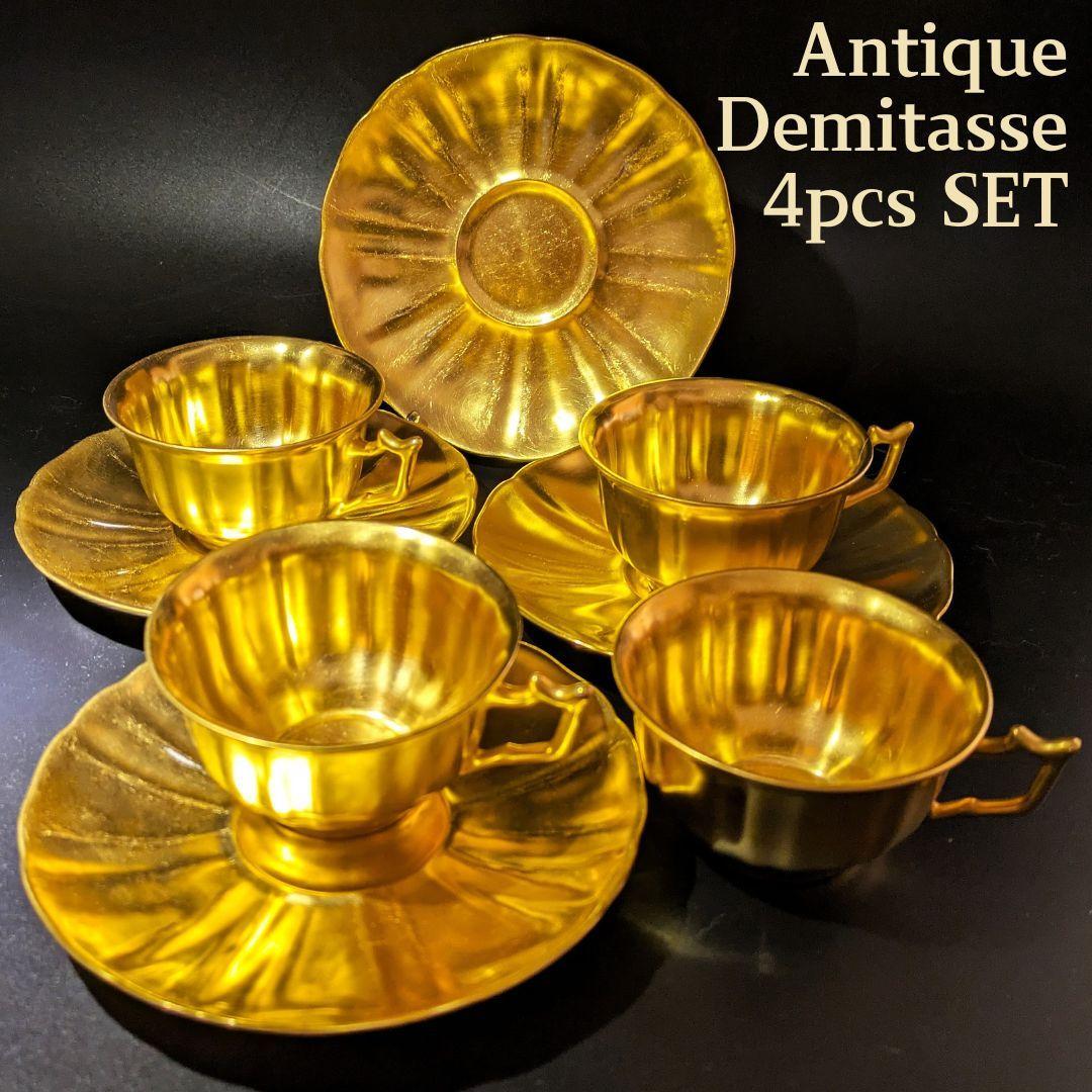 深淵なる金彩★4個セット★healey デミタスカップソーサー ゴールド