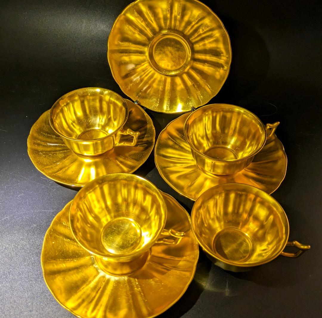 深淵なる金彩★4個セット★healey デミタスカップソーサー ゴールド