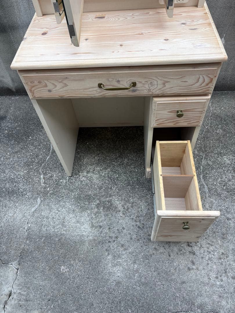 ドレッサー 三面鏡 無垢 天然木 鏡台 化粧台