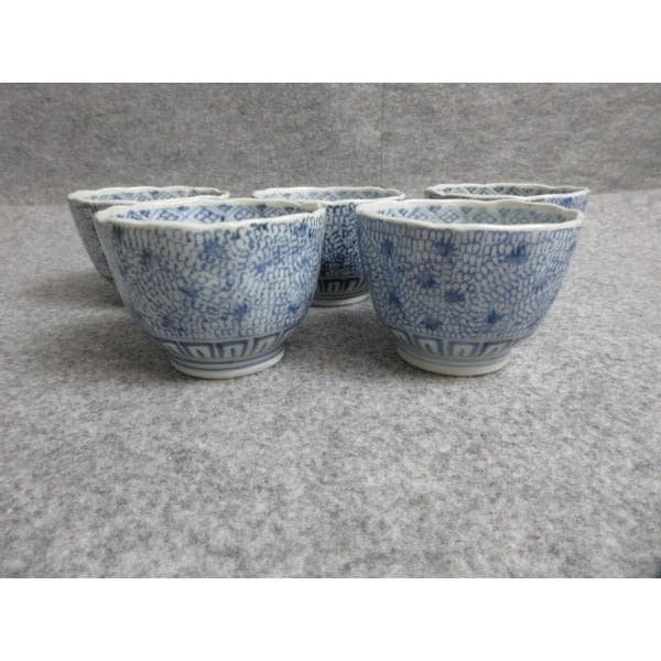 古伊万里染付微塵唐草向付5個 [B28202]