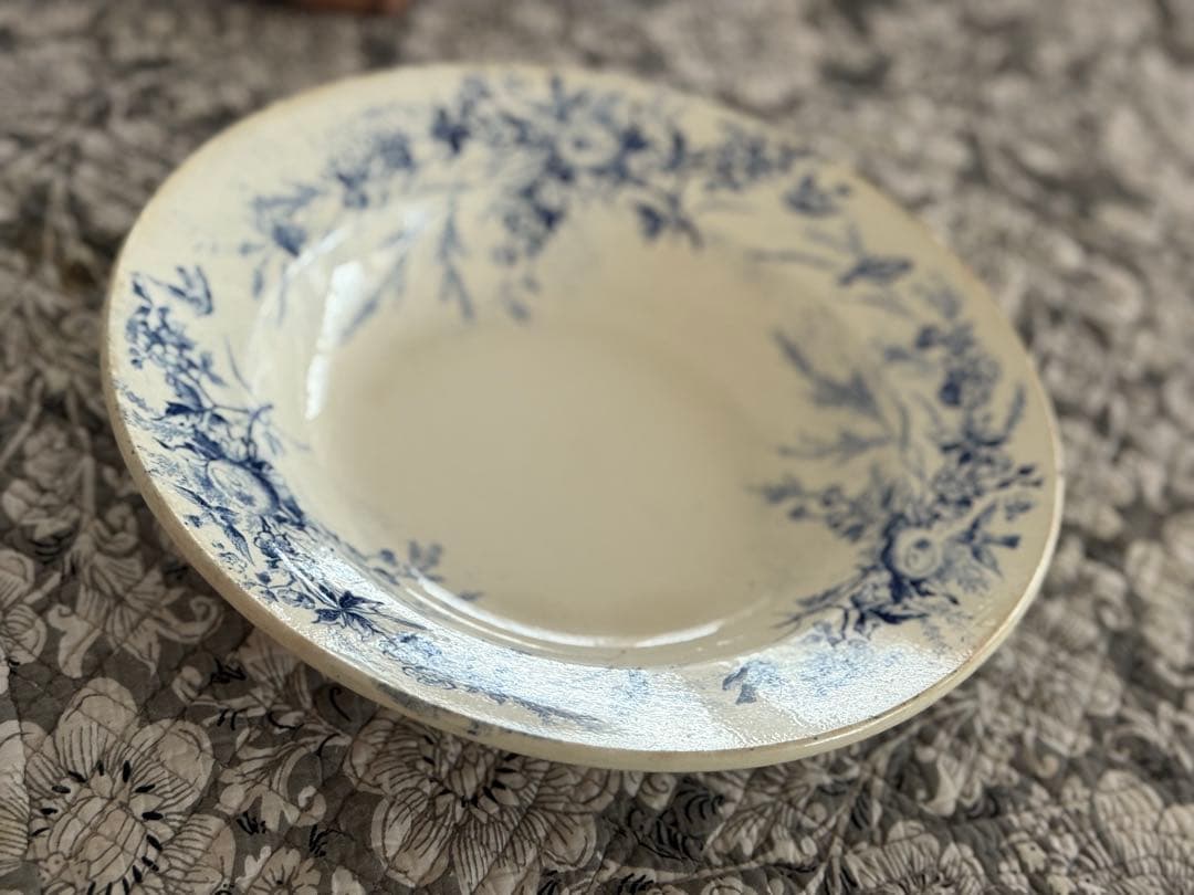 フランスアンティーク陶器クレイユエモントローlinotte深皿スープ皿