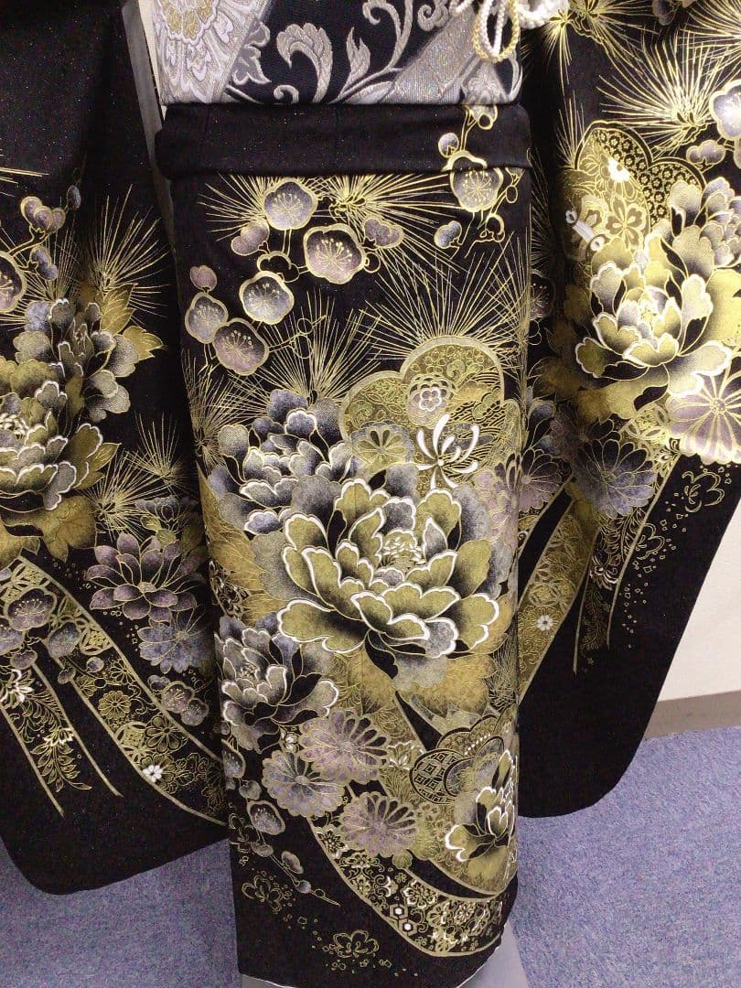 【157~170センチぐらいの方が適応サイズ】振袖以外のフルセット　黒×金