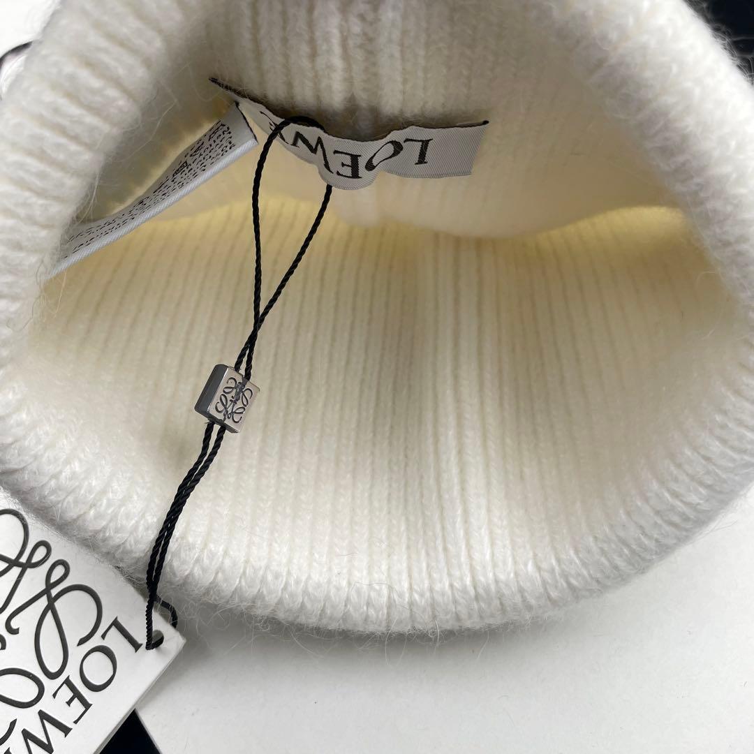 未使用★ロエベ　ニット帽　カシミヤ混　ロゴ　レディース　ホワイト