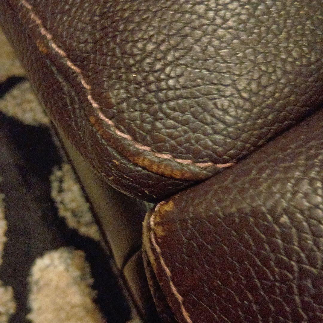 ダークブラウン レザー 3人掛けソファ