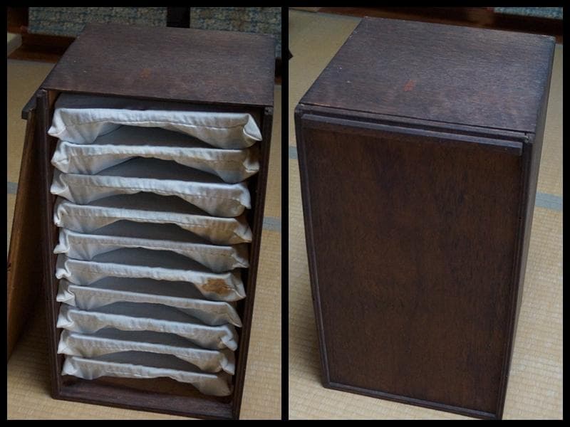 明治期 輪島塗 溜塗金銀蒔絵『波千鳥文』足付膳盆(十客) 木製角会席膳　茶道具