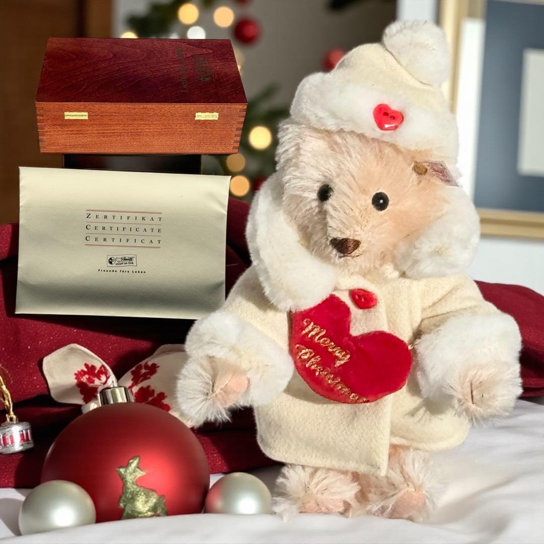 シュタイフ Steiff テディベア リトル サンタ ピンク 木箱 証明書 完品