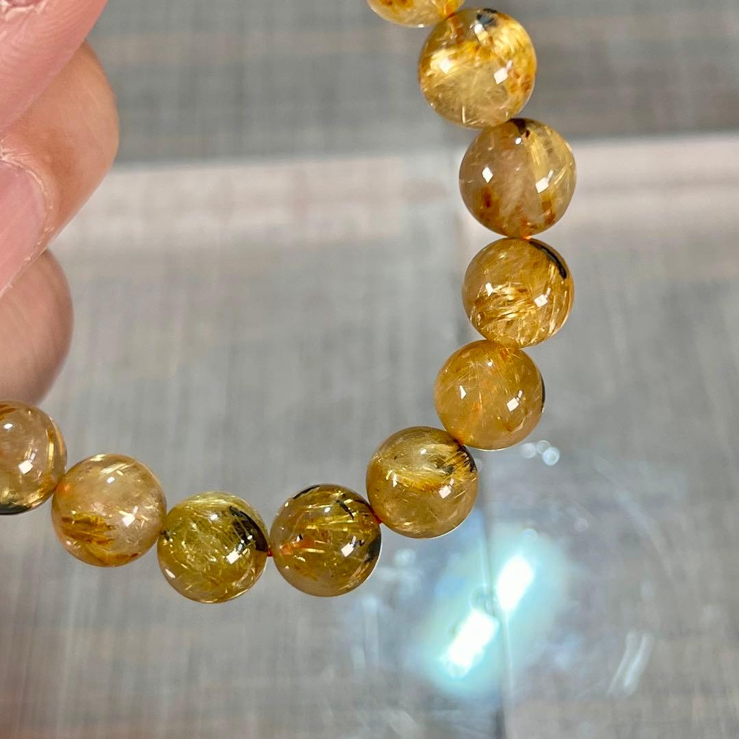 金運強　太陽放射ルチルブレスレット　ヘマタイト　ルチルクォーツ　2-1